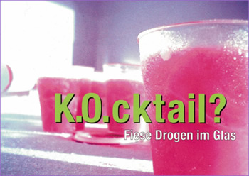 Abbildung Postkarte "K.O.cktail - Fiese Drogen im Glas": Postkarte mit umseitigen Tipps
